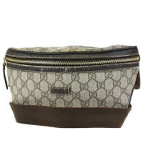 Gucci Waist Pouch Clutch Bag GG Brown Leather